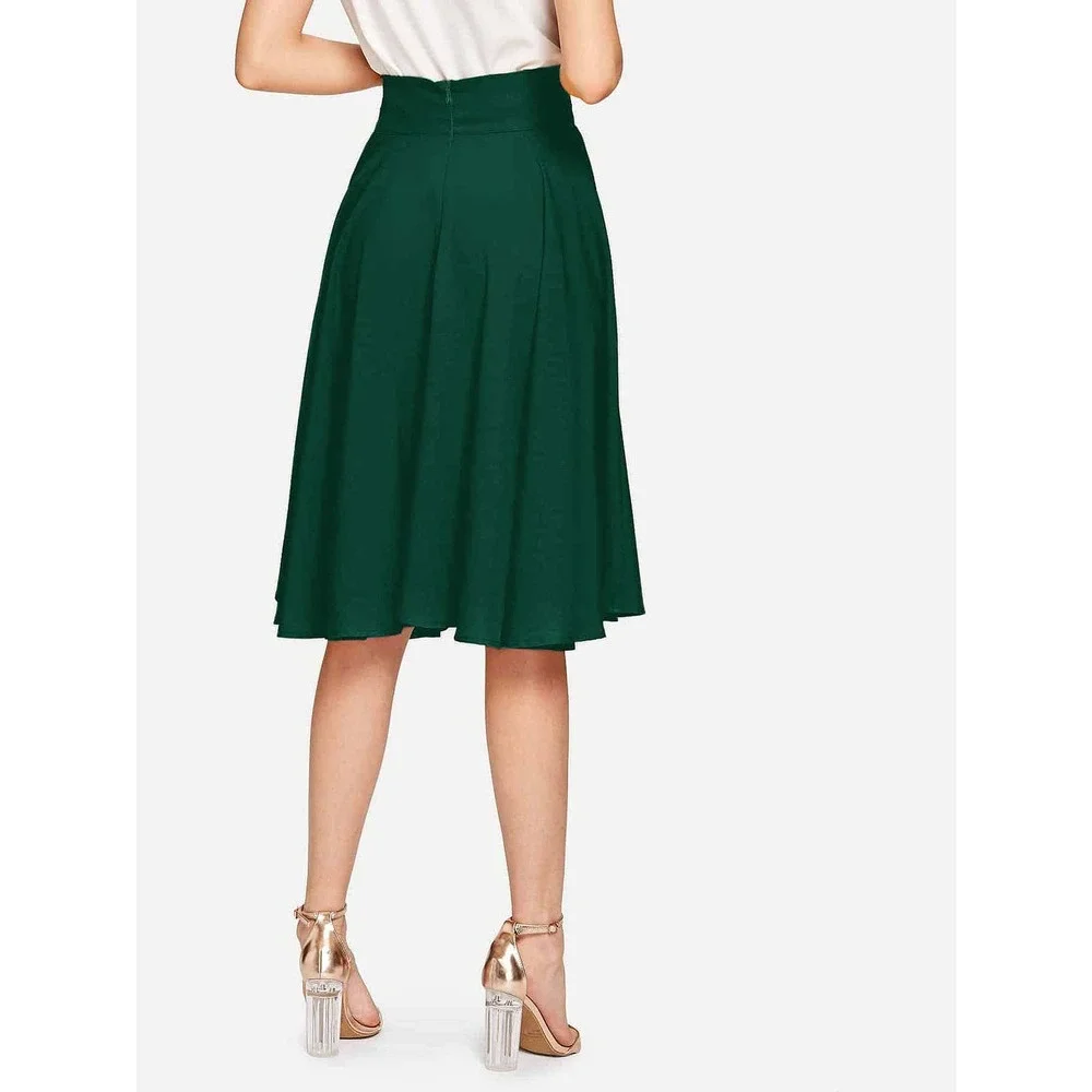 High Rise Wide Waistband Circle Skirt Minimalist Business Casual purple - Picture 11 of 12